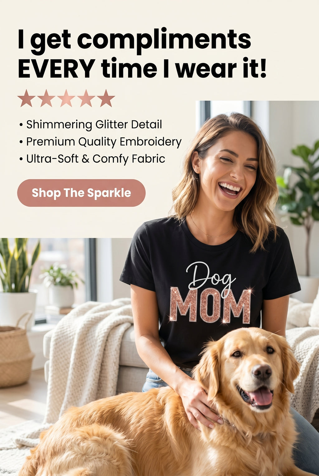 Sparkly Dog Mom T-shirt