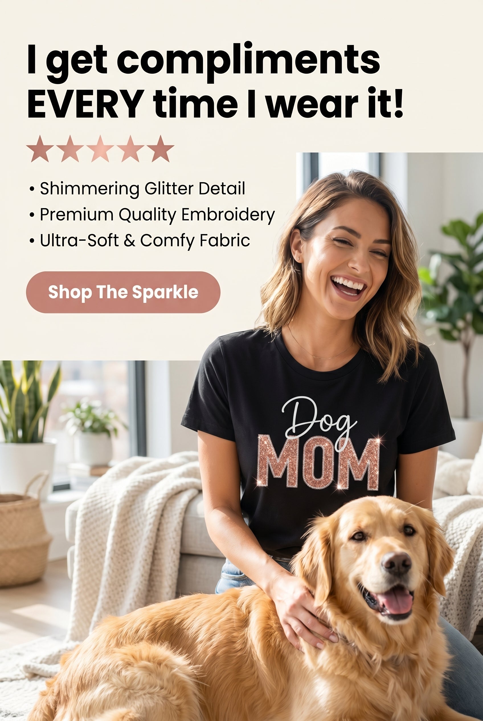 Sparkly Dog Mom T-shirt